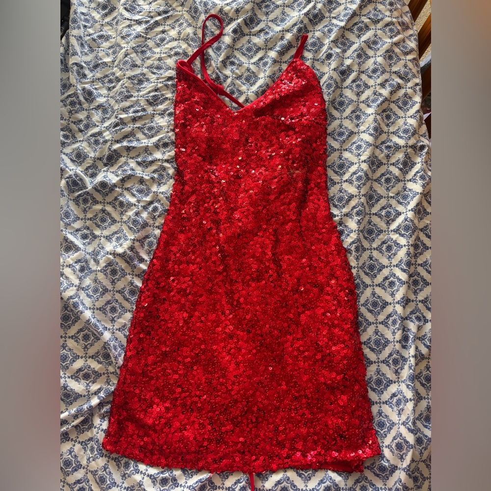 Red Sequin Mini Dress